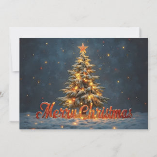 Weihnachtsbaum mit warmen Lichtern im Schnee