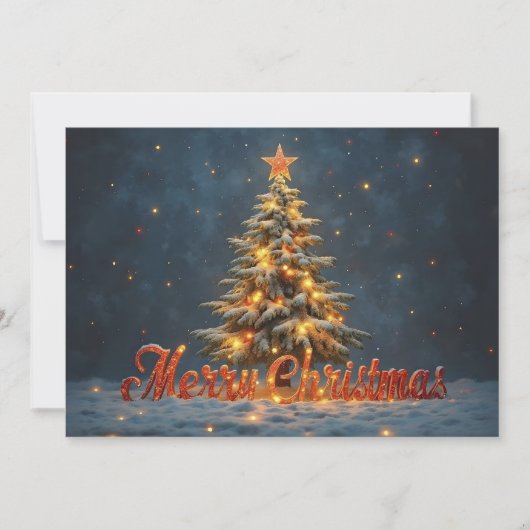 Weihnachtsbaum mit warmen Lichtern im Schnee (Vorderseite)