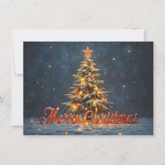 Weihnachtsbaum mit warmen Lichtern im Schnee