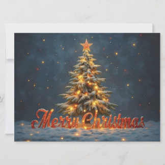 Weihnachtsbaum mit warmen Lichtern im Schnee