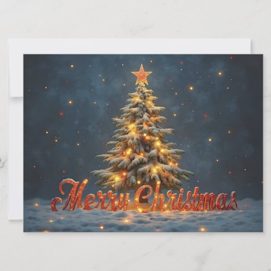 Weihnachtsbaum mit warmen Lichtern im Schnee (Vorderseite)