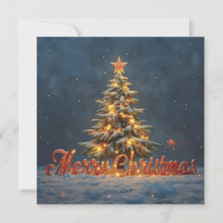 Weihnachtsbaum mit warmen Lichtern im Schnee