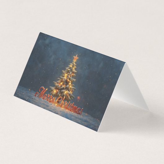 Weihnachtsbaum mit warmen Lichtern im Schnee (Vorderseite)