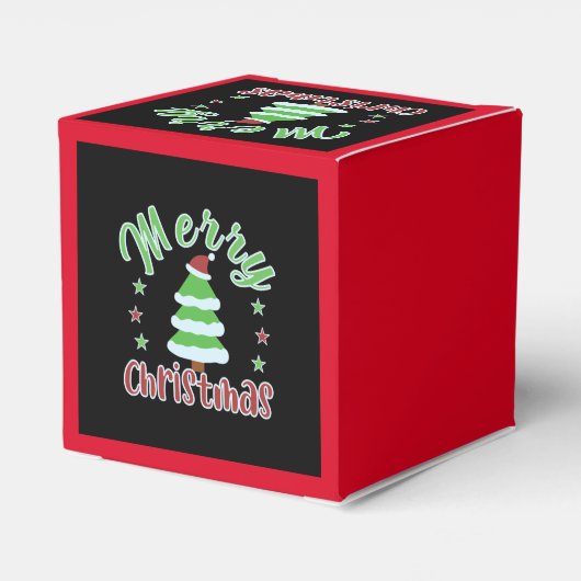 Weihnachtsbaum mit Weihnachtsmannmütze Geschenkschachtel (Rückseite)