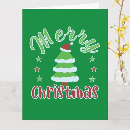 Weihnachtsbaum mit Weihnachtsmannmütze Karte (Gelbe Blume)