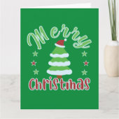 Weihnachtsbaum mit Weihnachtsmannmütze Karte (Vorderseite)