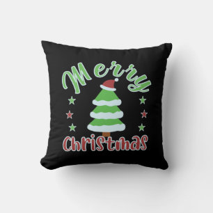 Weihnachtsbaum mit Weihnachtsmannmütze Kissen