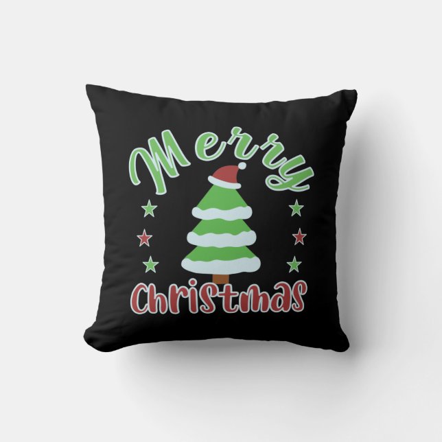 Weihnachtsbaum mit Weihnachtsmannmütze Kissen (Vorderseite)