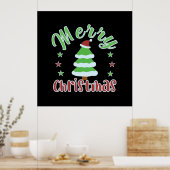 Weihnachtsbaum mit Weihnachtsmannmütze Poster (Küche)