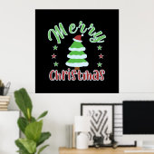 Weihnachtsbaum mit Weihnachtsmannmütze Poster (Heimbüro)