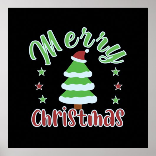 Weihnachtsbaum mit Weihnachtsmannmütze Poster (Vorne)