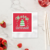 Weihnachtsbaum mit Weihnachtsmannmütze Serviette (Beispiel)