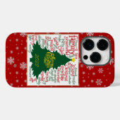Weihnachtsbaum mit Weihnachtswörtern & Schneeflock Case-Mate iPhone Hülle (Rückseite (Horizontal))