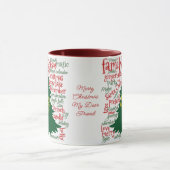 Weihnachtsbaum mit Weihnachtswörtern & Schneeflock Tasse (Zentrum)