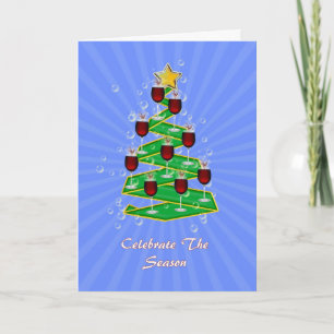 Weihnachtsbaum mit Wein Feiertagskarte