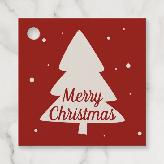 Weihnachtsbaum mit weißen Kiefern und Schneeflocke Geschenkanhänger (Vorderseite)