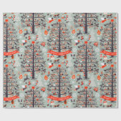 Weihnachtsbaum mit Wünschen (grau) Geschenkpapier (Flach)