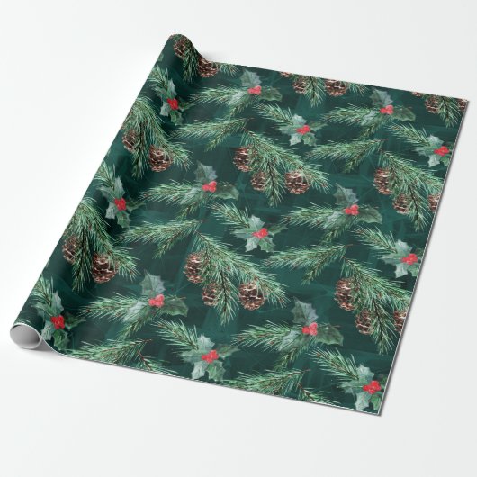 Weihnachtsbaum mit Zapfen Geschenkpapier (Ungerollt)