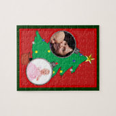Weihnachtsbaum mit zwei Ornament-Fotorahmen Puzzle (Horizontal)