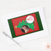 Weihnachtsbaum mit zwei Verzierungs-Foto-Rahmen Rechteckiger Aufkleber (Umschlag)