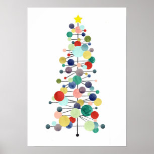 Weihnachtsbaum Mitte des Jahrhunderts Moderne Retr Poster