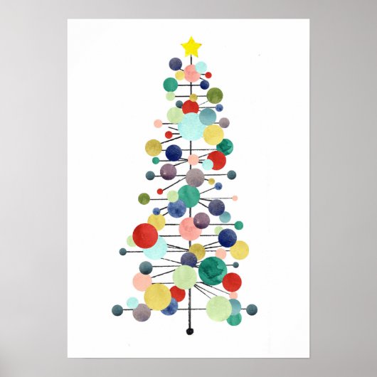 Weihnachtsbaum Mitte des Jahrhunderts Moderne Retr Poster (Vorne)
