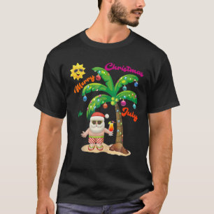 Weihnachtsbaum Mitte Jahr Weihnachtsmann Strand T-Shirt
