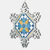 Weihnachtsbaum Mittelmeer florales Muster Schneeflocken Zinn-Ornament (Rechts)