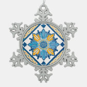 Weihnachtsbaum Mittelmeer florales Muster Schneeflocken Zinn-Ornament (Vorderseite)