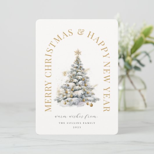 Weihnachtsbaum Modern Feiertagskarte (Stehend Vorderseite)