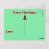 Weihnachtsbaum Modern Gingham Green Blue Greeting Postkarte (Rückseite)