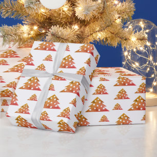 Weihnachtsbaum Modern Orange Rot Feiertagsmuster Geschenkpapier