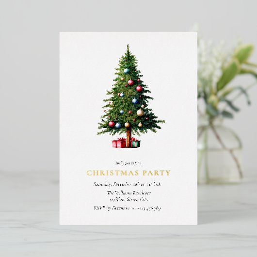 Weihnachtsbaum Moderne Feier Folieneinladung (Stehend vorne)