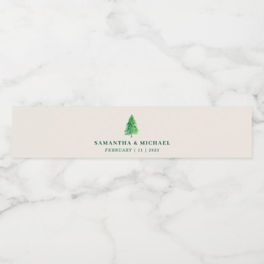 Weihnachtsbaum | Moderne Feiertage Wasserflaschenetikett (Einzelnes Label)