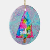 Weihnachtsbaum moderne Funkfarben Name Keramik Ornament (Rechts)
