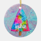 Weihnachtsbaum moderne Funkfarben Name Keramik Ornament (Vorne)