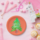 Weihnachtsbaum moderne Funkfarben Pappteller (Party)