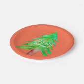 Weihnachtsbaum moderne Funkfarben Pappteller (Schrägansicht)