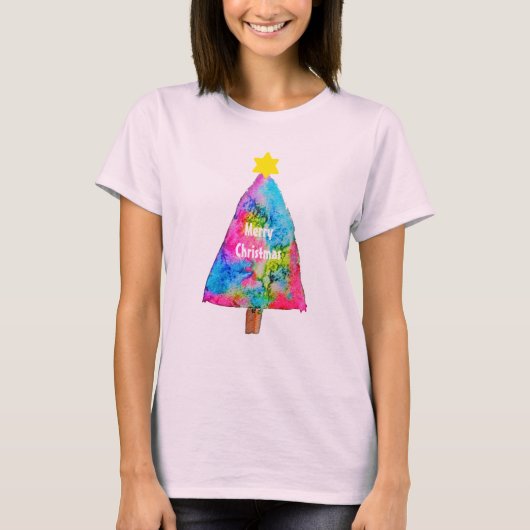Weihnachtsbaum moderne Funkfarben T-Shirt (Vorderseite)