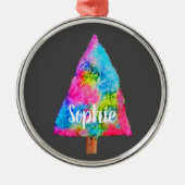 Weihnachtsbaum moderne funkige Farben blau und ros Ornament Aus Metall (Vorne)