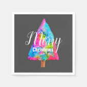 Weihnachtsbaum moderne funkige Farben blau und ros Serviette (Vorderseite)