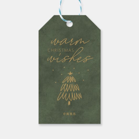 Weihnachtsbaum ・ Moderner, duftiger, grüner Samtsa Geschenkanhänger (Vorderseite)