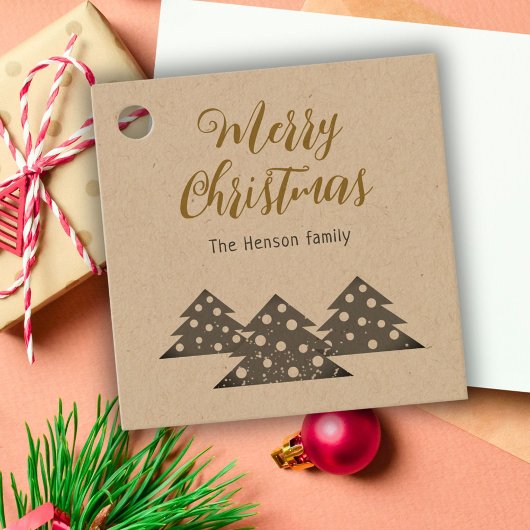 Weihnachtsbaum Moderner Familienurlaub Kraft Geschenkanhänger