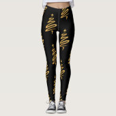Weihnachtsbaum Moderner Goldene Foil Metallic Leggings (Vorderseite)