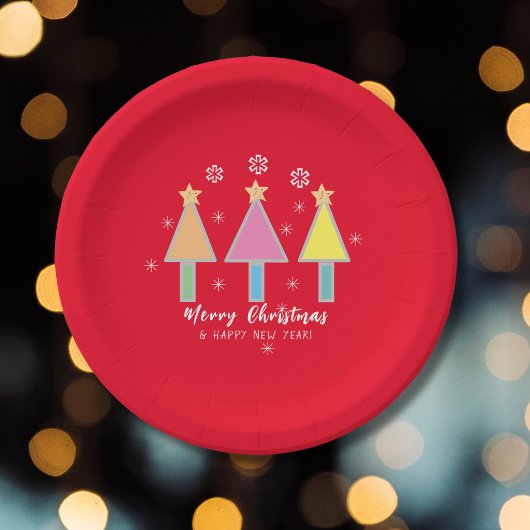 Weihnachtsbaum Moderner Pop Vintag Niedlich Cool Pappteller