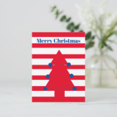Weihnachtsbaum Moderner Roter Streifen Begrüßung Postkarte (Stehend Vorderseite)