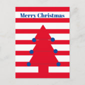 Weihnachtsbaum Moderner Roter Streifen Begrüßung Postkarte (Vorderseite)