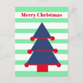 Weihnachtsbaum Moderner Streifen Blauer Gruß Postkarte (Vorderseite)