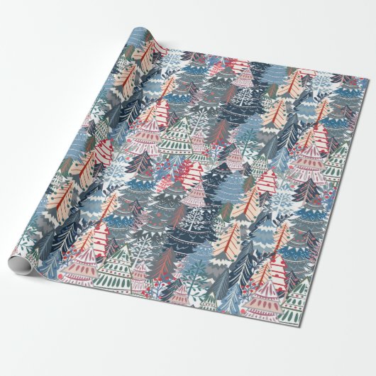 Weihnachtsbaum Moderner Winterurlaub Geschenkpapier (Ungerollt)