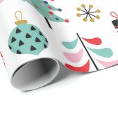 Weihnachtsbaum Modernes Blau, Rot und Rosa Muster Geschenkpapier (Rolleneckpunkt)